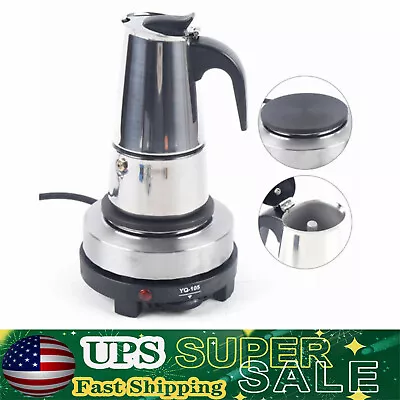 200ml Stainless Steel Moka Espresso Coffee Pot Maker Percolator Stovetop 4 Cups • $24.70