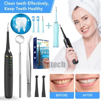 $18.35 • Buy LED Electric Ultrasonic Dental Scaler Tooth Cleaner Calculus Plaque Remover Kit