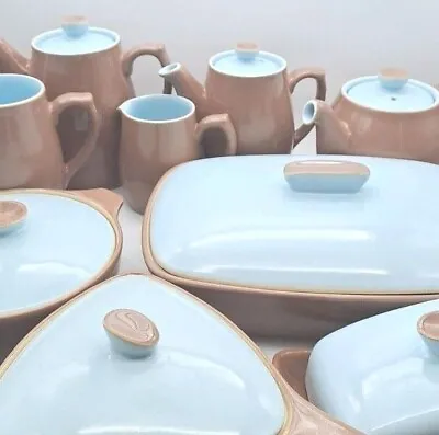 £6.99 • Buy Langley Pottery 1960's Retro LUCERNE Caramel & Sky Blue Replacement Tableware