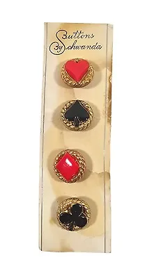 Vintage Glass Buttons By Schwanda 4 Suits Of Cards Clubs Diamonds Hearts Spades • $14.99