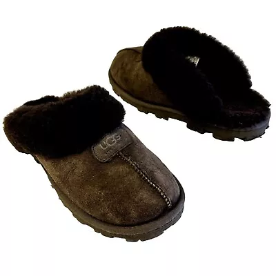 UGG Australia 5125 COQUETTE Women Brown SHEEPSKIN Slides SHEARLING House Slipper • $79.99