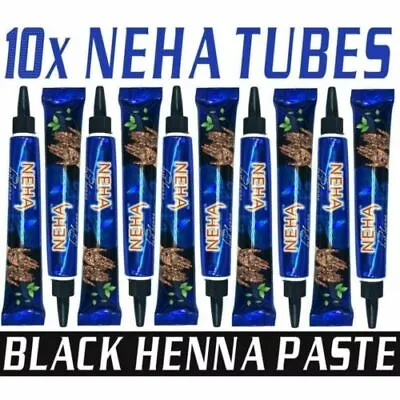 Neha Fast Henna Mehendi Temporary Tattoo - Black - 10 Tubes II US Ship • $17.98