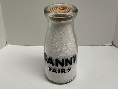 1961 Half Pint Milk Milk Bottle Dann's Dairy Corning NY BlackRed Great Condition • $39.95