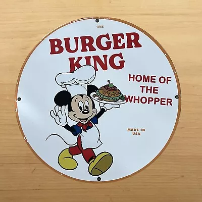 Vintage Burger King Porcelain Sign Gas Oil Fast Food Station Service Pump Plate • $3.25