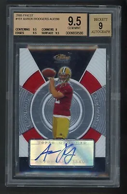 2005 Topps Finest Aaron Rodgers RC AUTO 87/299 BGS 9.5 GEM MINT • $1250