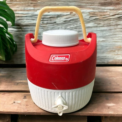$38.85 • Buy Vintage 1980's RED Coleman 1 Gallon Water Cooler Jug Pour Spout & Cup