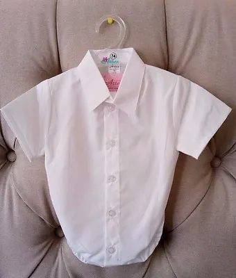 £9.95 • Buy Baby Boy White Smart Shirt Formal Bodysuit Body Shirt Summer Short Sleeve 0-18m