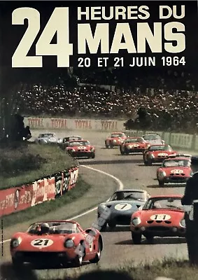 24 Hours Le Mans Vintage 1964 Car Racing Print Poster Wall Art Picture A4 + • £4.99