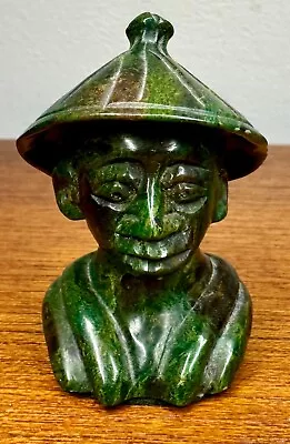 Vintage Green Verdite Bust Sculpture African Young Man Carved Zimbabwe 2.25  • $100