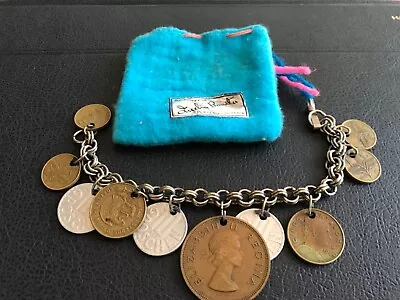 Vintage Foreign Coin Charm Bracelet 1950s-60s Austrian S. African Mexican • $20