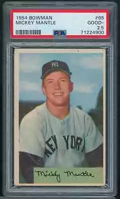 1954 Bowman #65 Mickey Mantle PSA 2.5 GOOD+ New York Yankees A3 • $1050