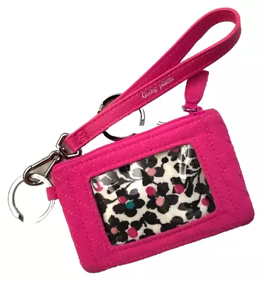 Vera Bradley Zip Id Coin Case In Rose Petal With Wristlet Strap • $18.99