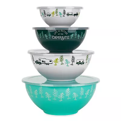 Camco Life Is Better At The Campsite 8 Piece Melamine Nesting Bowl Set With Lids • $38.99