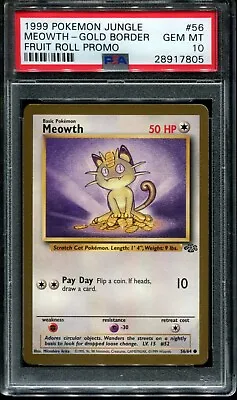 PSA 10 - Meowth - Gold Border Fruit Roll Up Promo AUSTRALIAN Pokemon Card Rare • $985