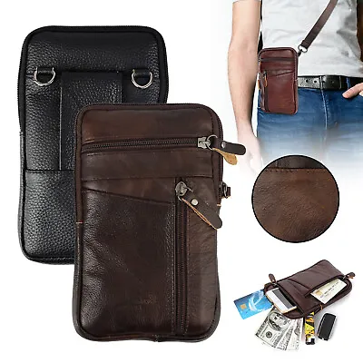 Men Leather Fashion Crossbody Cell Phone Pouch Shoulder Waist Belt Wallet Bag • $9.82