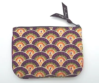 Vera Bradley Plum Crazy Retired Zip Close Cosmetic Bag Pouch Purse Accessory  • $13.49