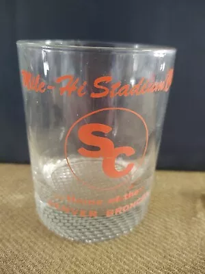 Vintage 1980's Denver Broncos MILE HIGH STADIUM CLUB Glass Whiskey Tumbler • $19.99