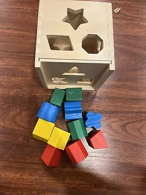 Melissa And Doug Classic Toy Wooden Shape Sorting Cube & 11 Blocks • $13.99