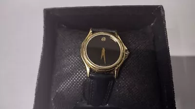 MOVADO Museum Classic Black Dial Women's Gold Slim Black Leather Strap Watch • $120