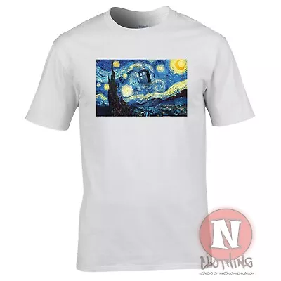 Van Gogh Starry Night Tardis T-shirt Aesthetic Classic Art Timelord Tshirt Tee • £13.49