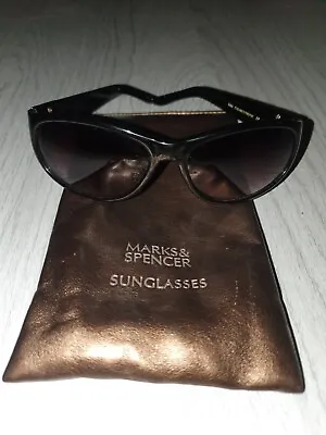 M&S Vintage Retro Sunglasses & Bronze Embossed Pouch • £5