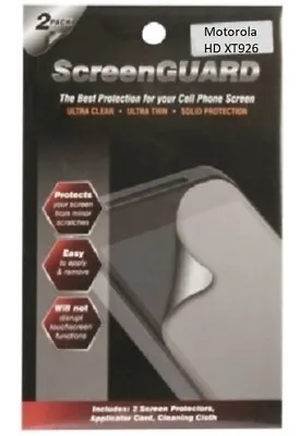Motorola HD XT926 ScreenGUARD Screen Protector - 2 Pack - Retail Package • $5