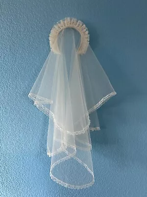 First Communion/Flower Girl Tiered Headband Lace Veil 25  • $5