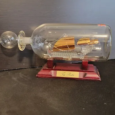 Mayflower Glass Sculpture England Rare/Unique THE PINTA Ship In A Bottle + Base • $74.95