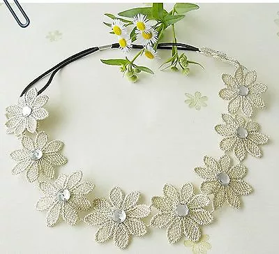 Women Girls Wedding Bridal Bride Maid Bohemian Flower Retro Lace Hair Head Band  • $4.18