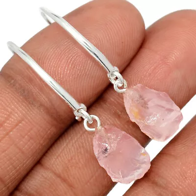 Natural Morganite Rough - Madagascar 925 Silver Earrings DA14 CE28788 • $11.99