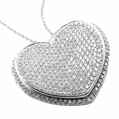 New! Authentic Pasquale Bruni 18k White Gold 2.02ct Pave Diamond Heart Necklace • $4250