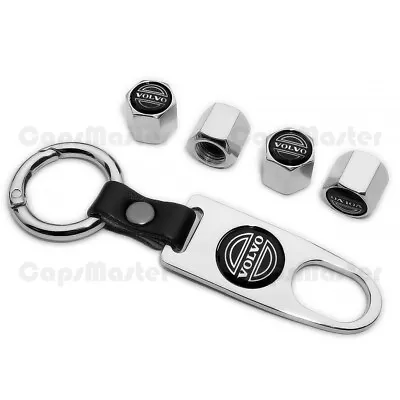 Car Wheels Tire Valve Dust Stem Air Cap Cover + Keychain Ring Volvo Logo Sport • $9.99