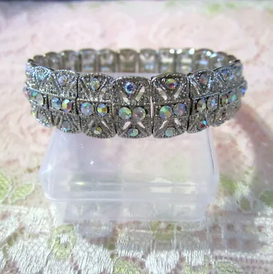 AB Crystal Stretch Bracelet Silver~BEAUTIFUL!! • $14.85