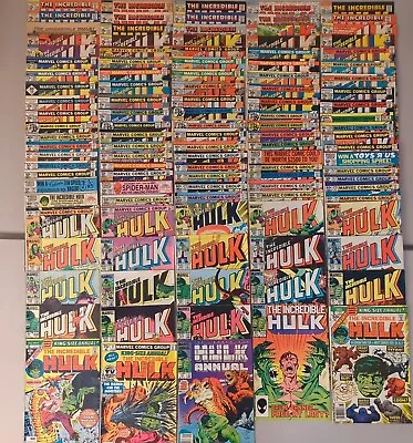 Lot Of 113 Marvel Comics. The Incredible Hulk. Between #113 And #315 + 4 Annuals • $999.95