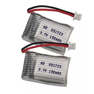 2pcs 3.7V 25C 150mAh Li Battery 651723 JST 2pin 1.25mm For RC Drone UFO Syma • £13.08