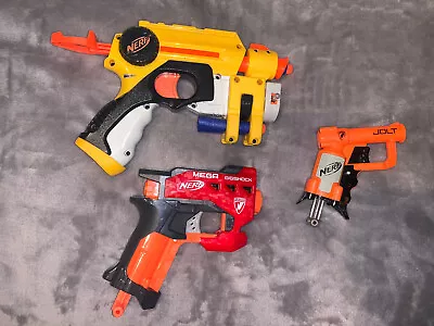 3~Nerf Blasters N-Strike Mega BigShock Jolt And N-Strike Nite Finder And Darts • $18