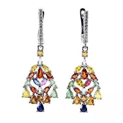 Heated Pear Sapphire White Topaz Gemstone 925 Sterling Silver Jewelry Earrings • $1.25