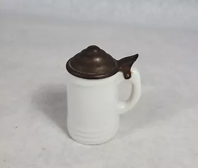 Vintage Miniature Porcelain ? German Stein Tankard Copper Lid 2.5” Tall • $19.50