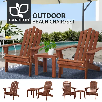 Gardeon Outdoor Furniture Beach Chairs Table Chair Lounge Wooden Patio Garden • $99.95