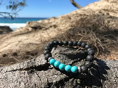 $10.99 • Buy Aromatherapy Diffuser Essential Oil Lava Turquoise Magnesite  Bracelet Healing 