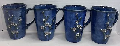 Set 4 World Market Cherry Blossom Coffee Tea Mug 10oz Replacement Blue Porcelain • $29.99