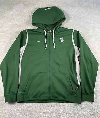 Nike Michigan State Spartans Hoodie Mens XL Full Zip Fleece Lined Fit Therma • $19.99