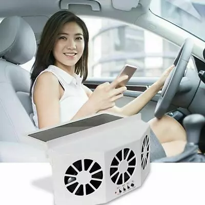 White Solar Powered Car SUV Front Rear Side Window Air Vent Cool Fan Cooler • $28.99