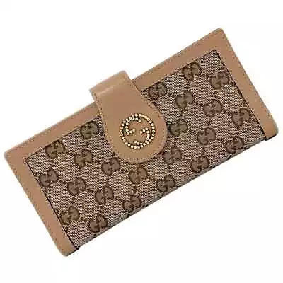 Gucci Bifold Long Wallet Billfold Beige Pink Interlocking 269978 Wallet Canvas • £146.51