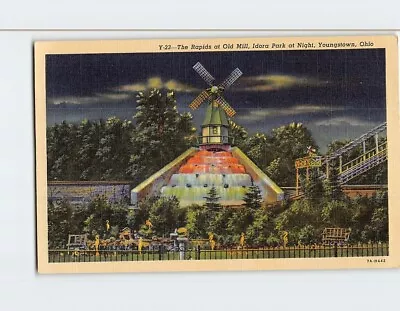 Postcard The Rapids At Old Mill Idora Park At Night Youngstown Ohio USA • $20.97
