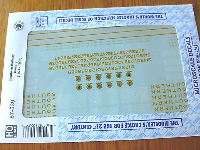 Microscale Decal HO #87-539 Southern Railway - SOU -- Dulux Gold Lettering For • $7.50