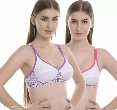 Bra Pack Of 2 Bra Women's Bra Non Padded Full Cup Bras Sets Non Wired Girls Bra • $17.97