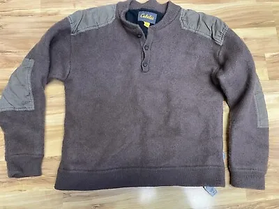 Cabela's Mens L Brown 100% Wool Windshear 4Most Lined Henley Pullover Sweater • $60