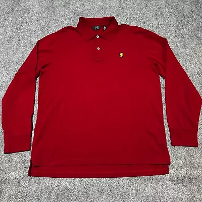 Lincs Shirt Mens Large Burgundy Cotton Collar Logo Long Sleeve David Chu • $19.99