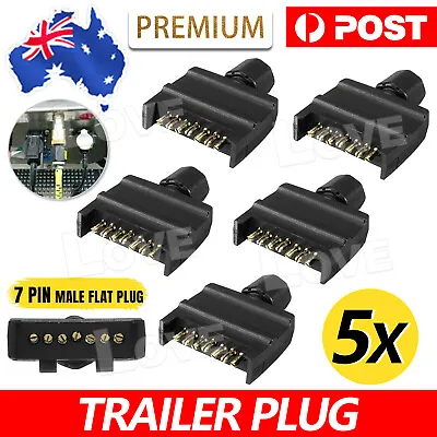 $18.45 • Buy 5x 7 Pin Flat Trailer Plug Caravan Boat MALE Connector Single Part Adapter Plug